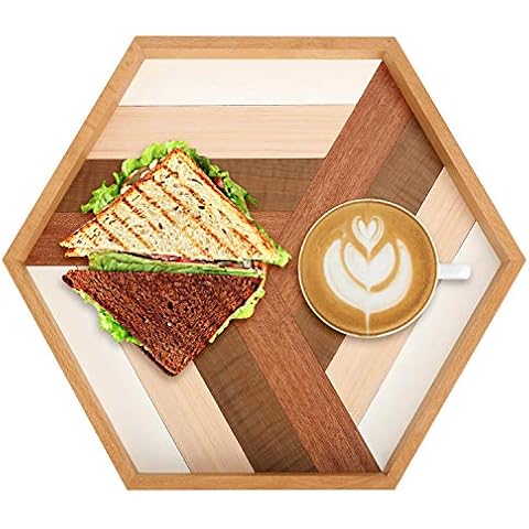 QUEENSDOWN Bandeja Hexagonal de Madera Hecha a Mano Cover