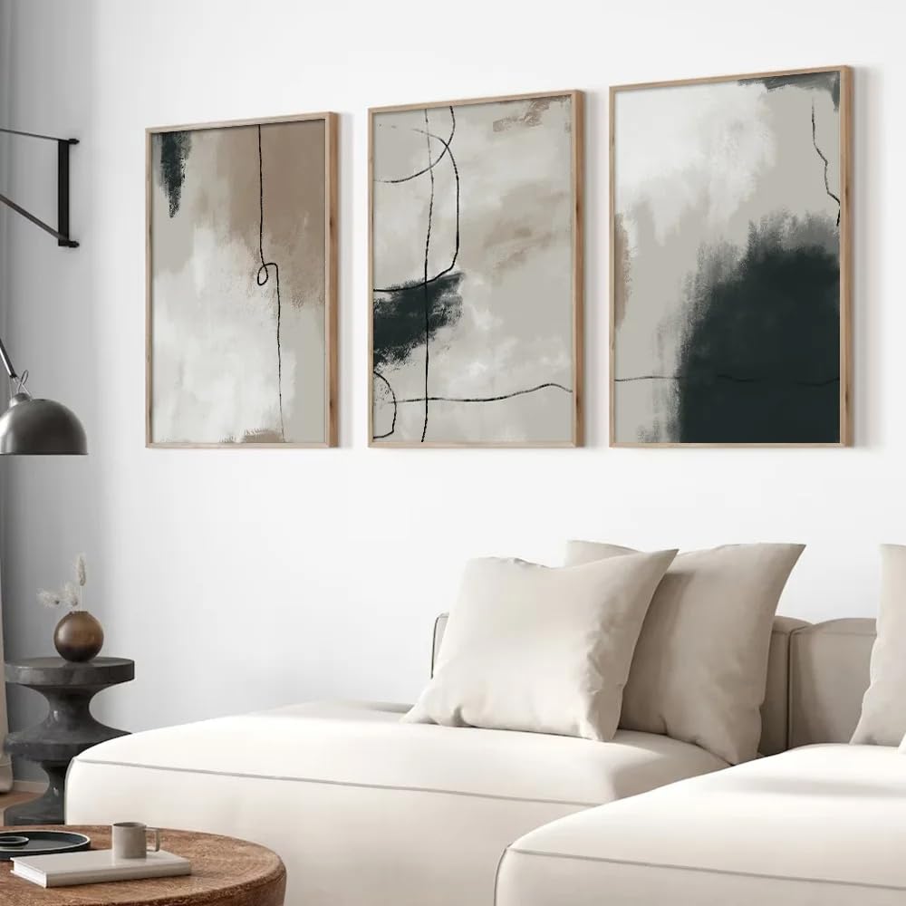 LTjiajuypd Modern Painting Black Grey Abstract Retro Poster Neutral Nordic Canvas Print Wall Picture Home Decoration(60x85cm-3Pcs)