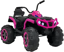 Bang Toys - Moto Elétrica Infantil Bravo G4 12V - com Rodas de Treinamento, Luzes de LED, Sons, Entrada USB/MP3 e Acelerador no Pedal - Suporta até 30kg - Cor Rosa