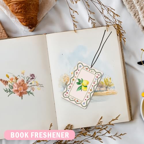 Image of Vintage Cottagecore Fruit Car Air Freshener 4Pcs, Orange Pear Pomegranate Lemon Air Freshener for Car Interior Closet Drawer Books, Fruits Car Mirror Decor Hanging