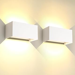 2 Stücke 25W LED Wandleuchte Aussen Innen Außenwandleuchten IP65 Wasserdichte Wandlampe Aluminium, Außenleuchte Wand Ausenbeleutung Außenlampe, up down Einstellbar Lichtstrahl, Weiß 3000K Warmweiß