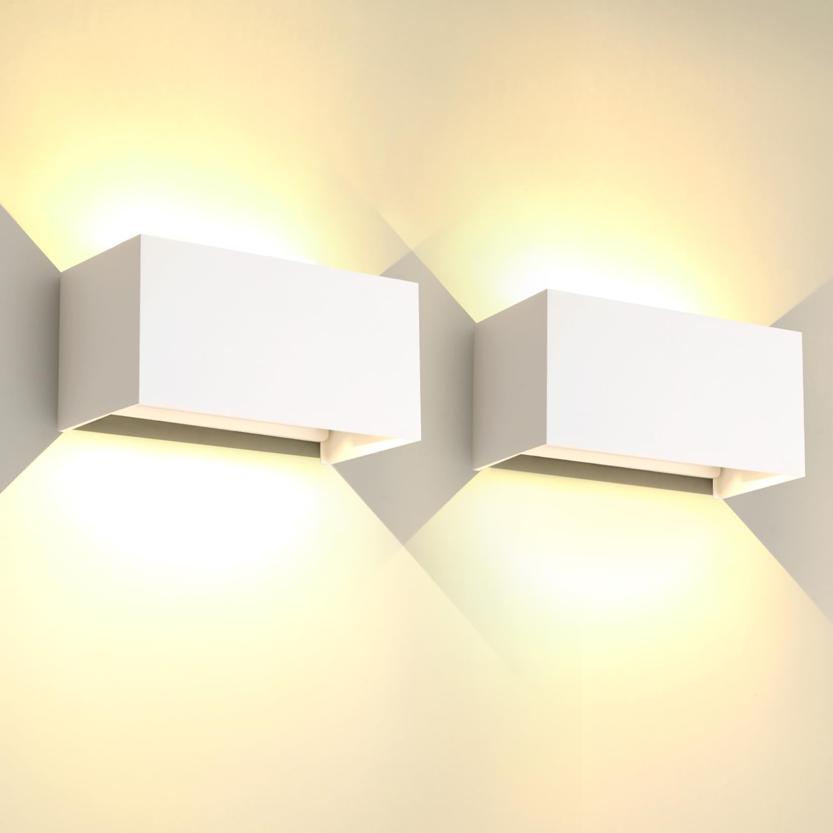 FUPE 2 Piezas Lámparas de Pared Exterior/Interior LED Aplique Pared 12W 1200LM ip65 impermeables up and down lámparas de pared de aluminio modernas que brillan arriba y abajo(Negro 3000k luz cálida) — view 38
