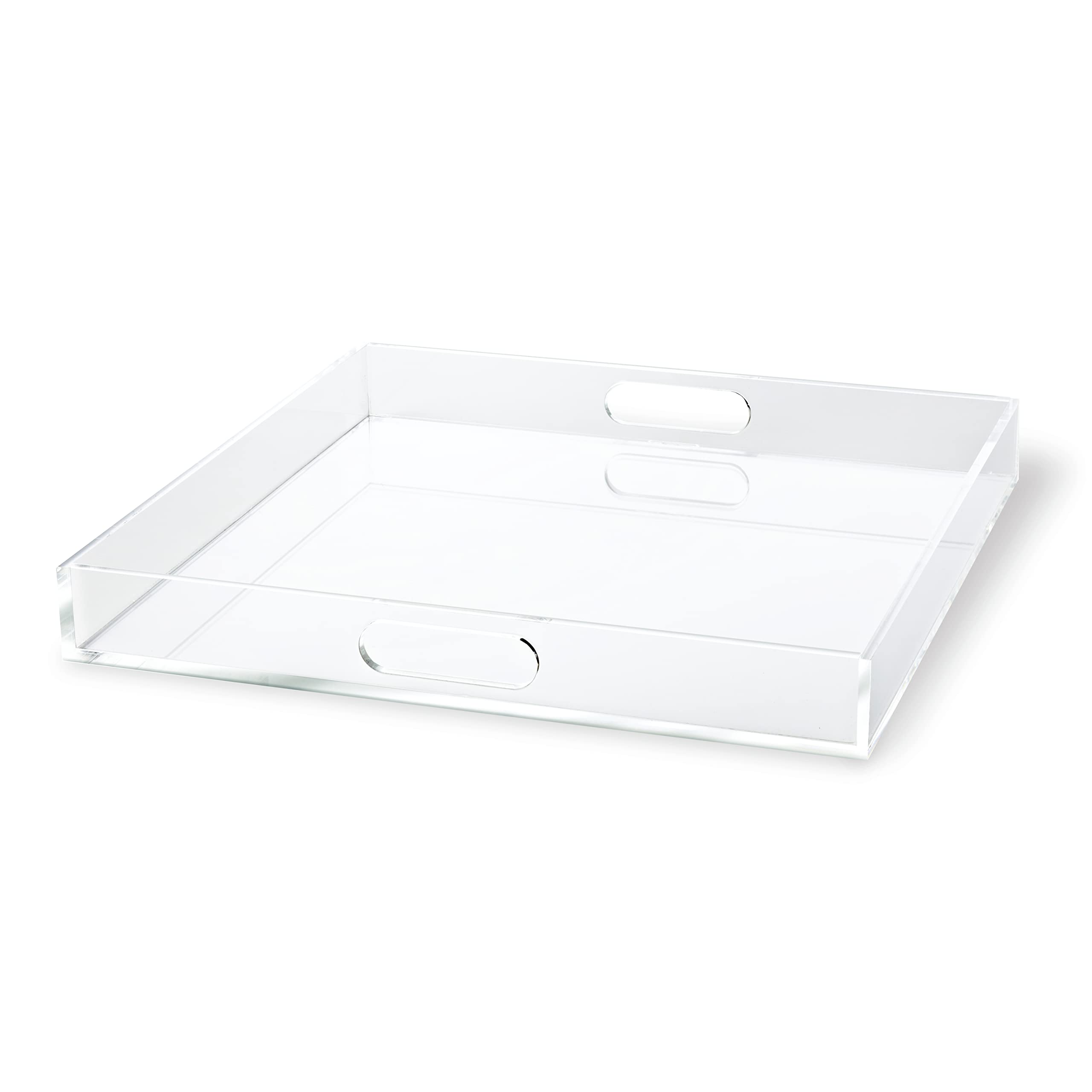 Photo 1 of russell+hazel Acrylic Serving Tray with Handles, Clear, 16” x 16” x 2" Serving Tray w/Handles