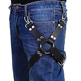 Sexy Punk Leather Suspenders Cage Leg Garter Thigh Ring Harness Suspender Gothic Slave Bandage Costumes for Women Men
