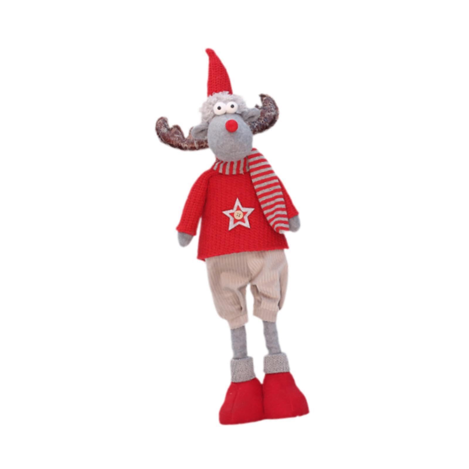 RCGOFOLLOW Adorable Stretchable Christmas Doll Figurine Decorative Accent For Holiday Cheer In Any Room Relatives Statue Desktop Collectible Stuffed Decor Table