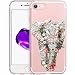 Flower Elephant Clear Phone Case for iPhone 8 / iPhone 7 Customized Design by MERVELLE TPU Clear Shock-Proof Protective Case [Ultra Slim, Anti-Slippery]