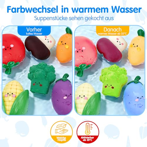 Hahaland Badewannenspielzeug Kochset 15 Stück,Warmwasser-Farbwechsel – Ansicht 3
