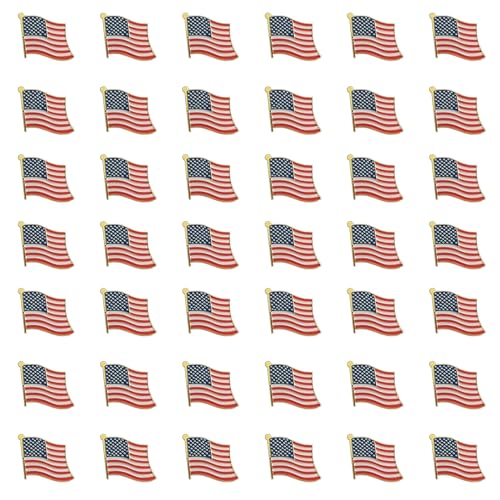 TONOS Exquisite American Flag Lapel Pin - Stars and Stripes USA Flag (50pc)