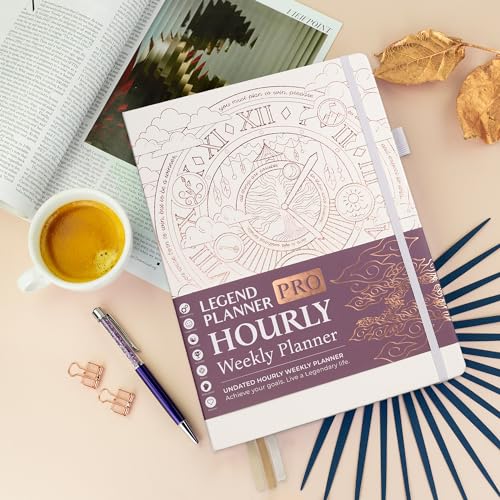 Image of Legend Planner PRO Hourly Schedule Edition - Undated Deluxe Weekly & Daily Organizer with Time Slots. Time Management Appointment Book Journal for Work & Personal Life, A4 size Hardcover (White Gold Foil, A4 (8.5 inch x 11 inch))