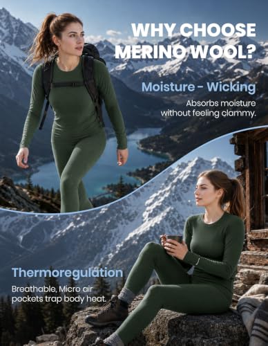 Image of Iguana Womens 100% Merino Wool Base Layer Set Active Thermals