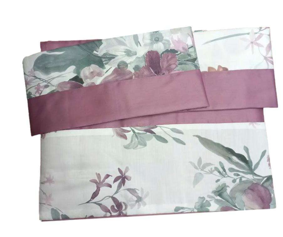 RICAMI FIORENTINI BALDI Juego de sábanas Acuarela de raso de algodón 100 %. Sábana encimera + bajera + bajera + fundas de almohada con volantes. Producto artesanal Toscano. (Matrimonial supermaxi,