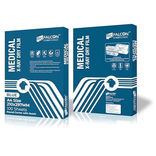 Image of BIGFALCON Medical Xray Dry Film for Inkjet Blue Base Size A4 (100 Sheets X-Ray Film for X-ray, CR, DR and OPG Images) Thickness - 210 Micron (A4 Size)