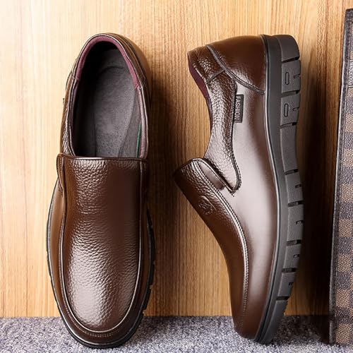 Mens Leather Dress Casual Shoes for Men, Slip-On Comfortable Lightweight Flexible Fit for Elderly, Perfect for Business Casual & Daily Wear3