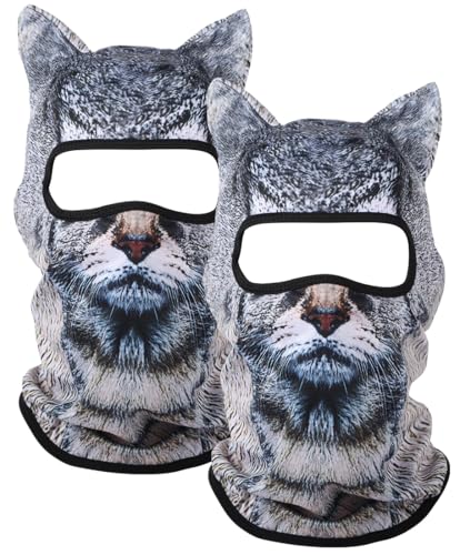 Image of 3D Cat Ski Balaclava Sheisty Face Mask with Ears Cute Animal Ski Mask for Music Festivals Raves Party Outdoor Activities