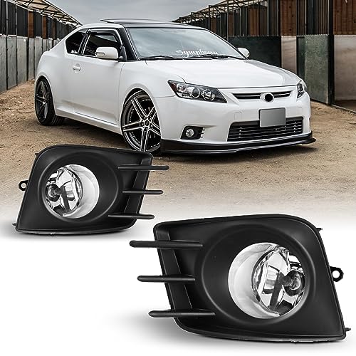 AUTOFREE Fog Lights Fit for Scion TC 2011 2012 2013 with H11 12V55W Bulbs OEM Fog Lamps Assembly Include Wiring Kit & Switch-1 Pair (Clear Glass Lens)