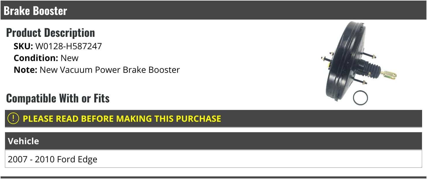 Marketplace Auto Parts Vacuum Power Brake Booster - Compatible with 2007-2010 Ford Edge