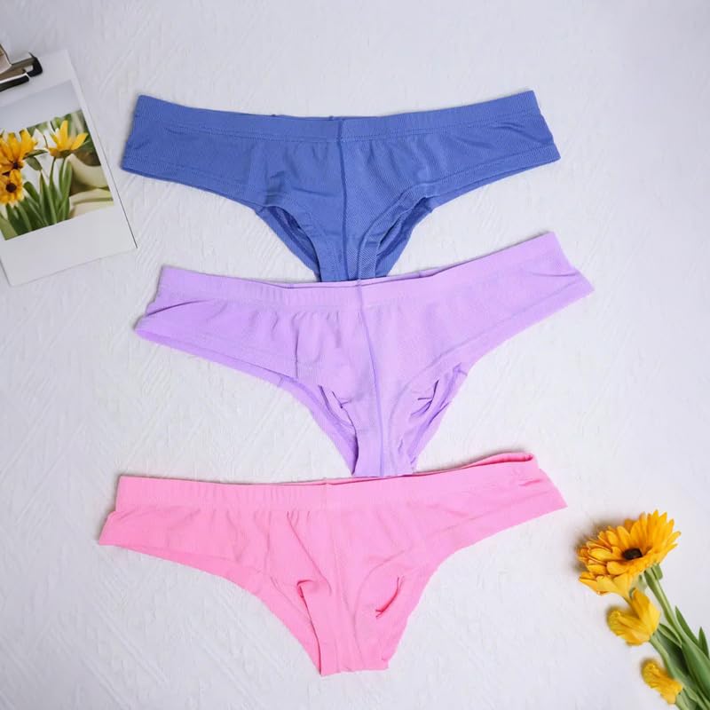 3Pcs Men's Solid Trendy Underwear, Breathable Stretchy Briefs, Casual Underpants4