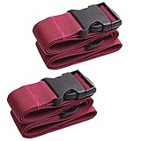 2-Stück Gepäckgurt Koffergurt Gepäcktasche verstellbare Packriemen Kofferband Lang kofferbänder Luggage Strap für Koffer Rot Koffergürtel