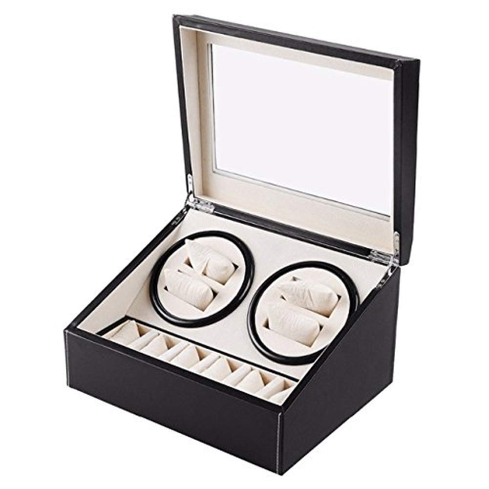4+6 Casella di Automatico di Orologio Nero, Scatola di archiviazione di visualizzazione silenziosa batteria1