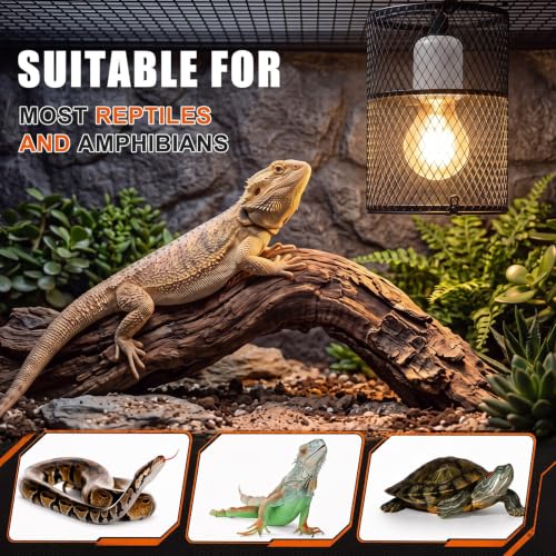 Image of VIHOSE 1 Pcs Reptile Heat Lamp Guard Anti Scald, 5.5 Inch, White, Black