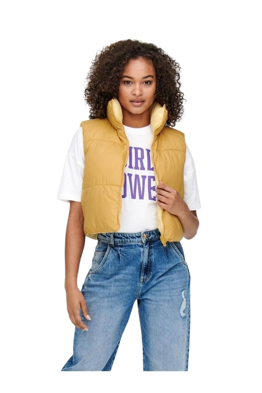 CRAMPLE® Puffer Vest Women Zip Up Stand Collar Sleeveless Down Vests Crop Oversized Padded Gilet Jacket