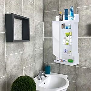 CIPLAPLAST Rich Look | Bathroom Cabinet Mirror | Bathroom Cabinet with Mirror| Bathroom Accessories | Bathroom Shelf Washroom and Wall Hanging Mirror | (White)