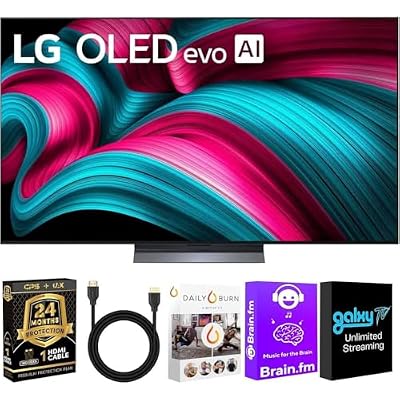 LG OLED evo AI 4K Smart TV w/A9 Gen8, 144Hz, Dolby Vision/Atmos, HDR10, AI Upscaling, Alexa, Filmmaker Mode + UAX 4K HDMI Cable + CPS 24-Mo Protection + Streaming Bundle (42, Inches)