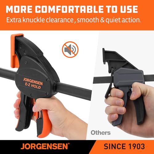 Image of Jorgensen E-Z Hold 800LBS Heavy Duty Clamps, 50 Inch 2-Pack Expandable Clamp /Spreader, One Hand Bar Clamps, Trigger Clamp, Bar Clamps for Woodworking