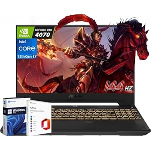 ASUS 2024 Newest TUF Gaming Laptop, with Microsoft Office Lifetime License, 15.6″ 144Hz FHD, Intel 10-Core i7-13620H, 32GB DDR5 RAM, 1TB SSD, GeForce RTX 4070, Backlit KB, Wi-Fi 6, Windows 11 Pro