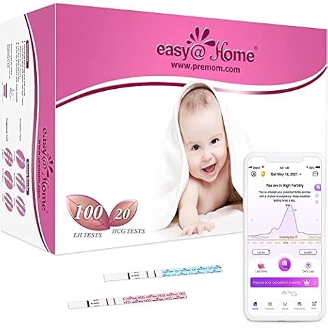 Easy@Home 100 Pruebas de Ovulación y 20 Pruebas de Embarazo Kits de Tests de Ovulación y Fertilidad Cover