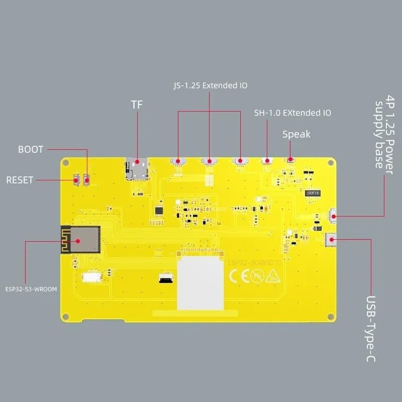 VIDOO ESP32-S3 per Arduino LVGL 7 Pollici 800 * 480 Display Intelligente Modulo LCD RGB HMI 8M PSRAM 16M Flash WiFi & Bluetooth-Schermo Solo