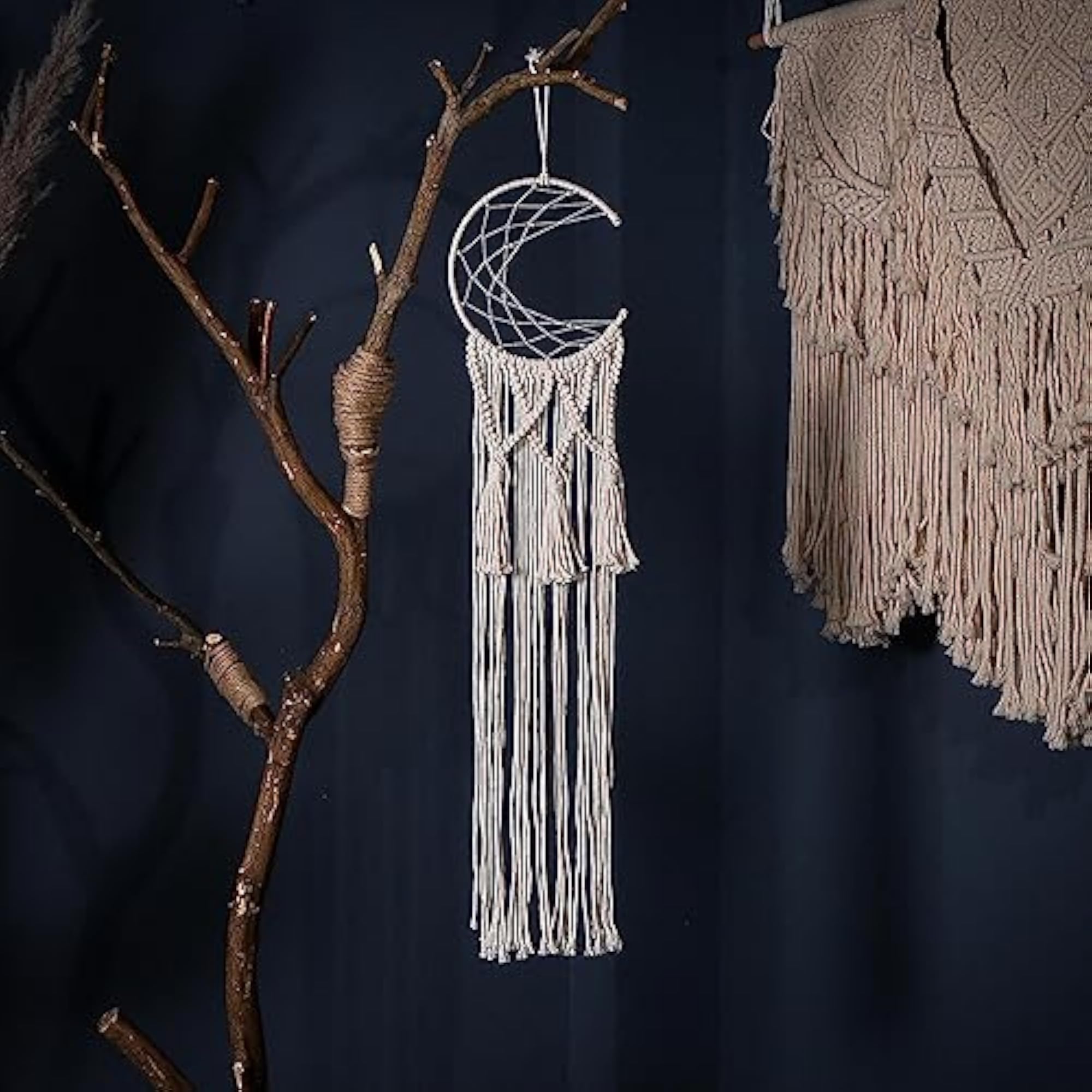 Nordic Style Macrame Wall Hanging Art Decor Moon
