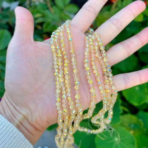 Image of 500pcs Czech Faceted Rondelle Crystal Glass Beads 4mm Small Tiny Bulk Gold Shimmer