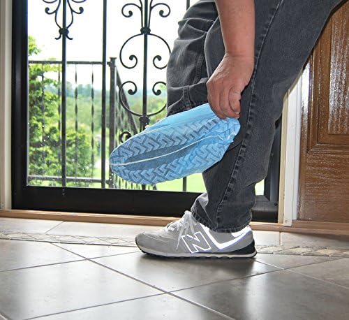 Halulu 100pcs Disposable Shoe Covers 6.1x15.3" Blue Nylon Medical Booties