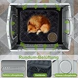 UISEBRT Hundehütte aus Kunststoff, isoliertes Hundehaus mit Schiebedach, Oberlicht und erhöhtem Boden, Hundezwinger Hundekäfig Haustierhaus für Drinnen und Draußen, 79,5 x 70,5 x 78 cm