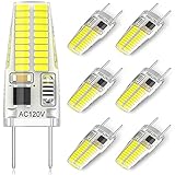 Gaormii G8 LED Bulb Dimmable 3W T4 JCD Type Bi-Pin Base Daylight White 6000K 120V 20-25W Halogens Replacement for Puck Light, Under Cabinet Light, Under Counter Kitchen Lighting (6 Pack)