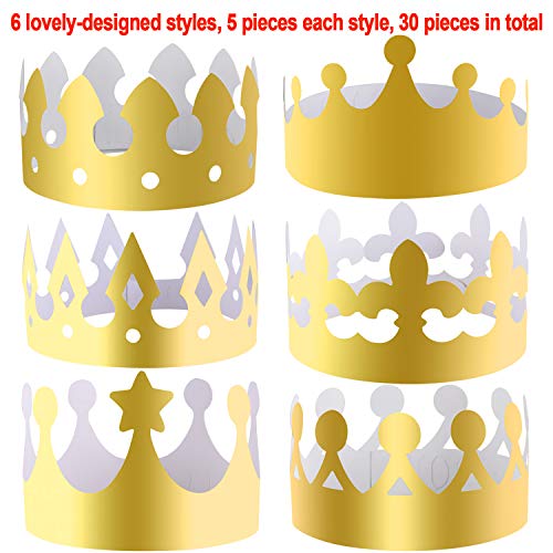 Siquk 30 Pieces Paper Crowns Gold Paper King Crown Hats Golden Birthday Party Crown For Kids Adults #TOP2