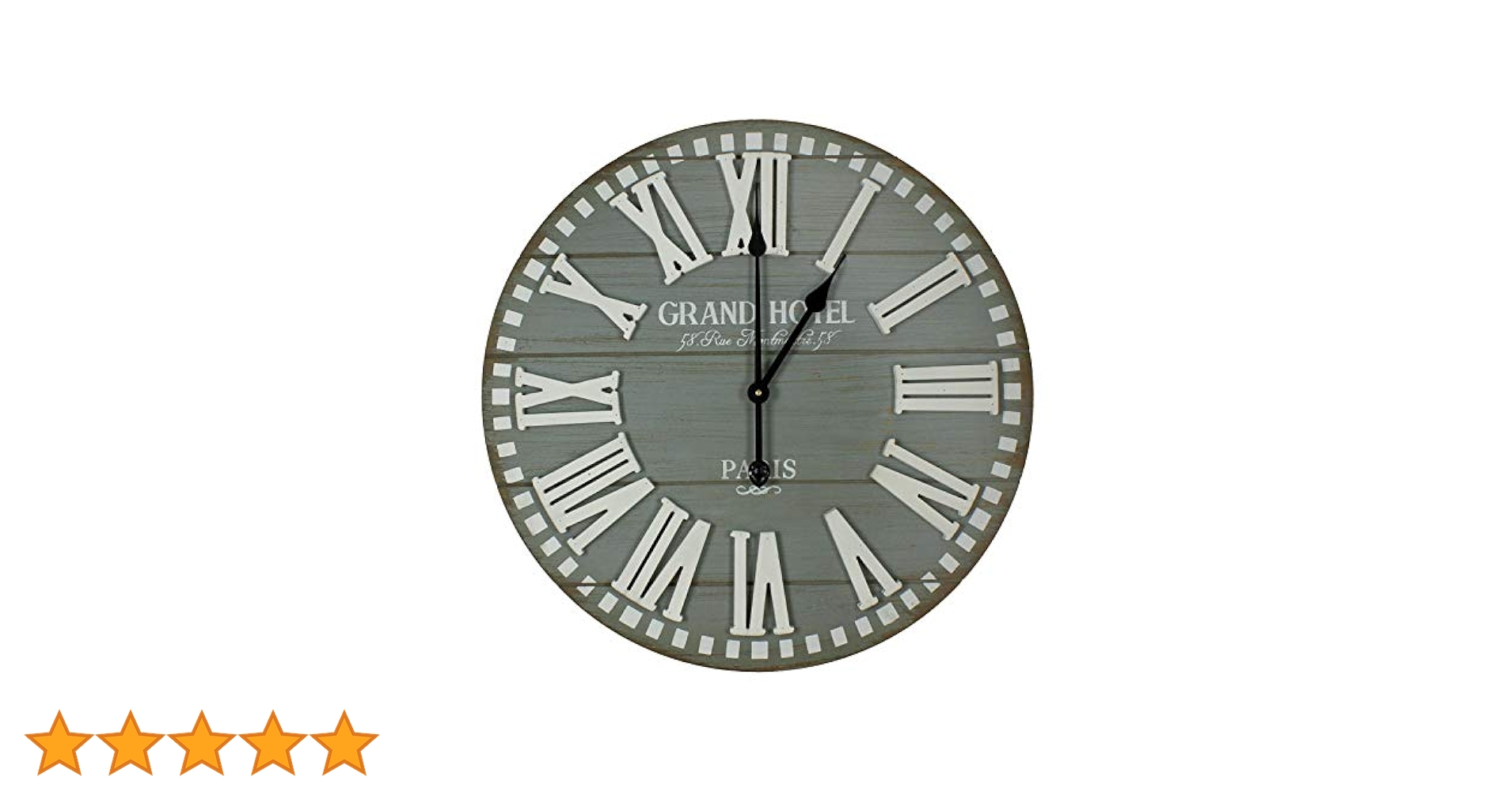 Vintage Style Grand Hotel Wall Clock Blue-Grey Planks w