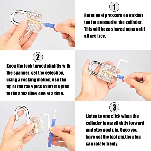 Lock Pick Set, [Difficulty Upgraded] [36 Pcs] Diyife Premium Practice Lock Picking Tools with 4 Transparent Training Padlocks for Lockpicking, Guide for Beginner and Locksmith Training (Blue)