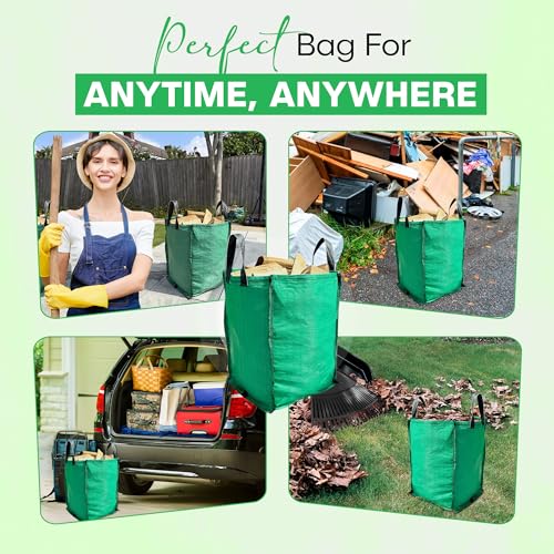 Garden Waste Bags with Handles (Pack of 3) 120 Litres Heavy Duty with Bottom Tip Handle - Reusable Garden Green Woven PP Sacks - Industrial Fabric Bag for Plant Waste Grass Leaves (3) 7 Garden Waste Bags with Handles (Pack of 3) 120 Litres Heavy Duty with Bottom Tip Handle - Reusable Garden Green Woven PP Sacks - Industrial Fabric Bag for Plant Waste Grass Leaves (3) - Image 7