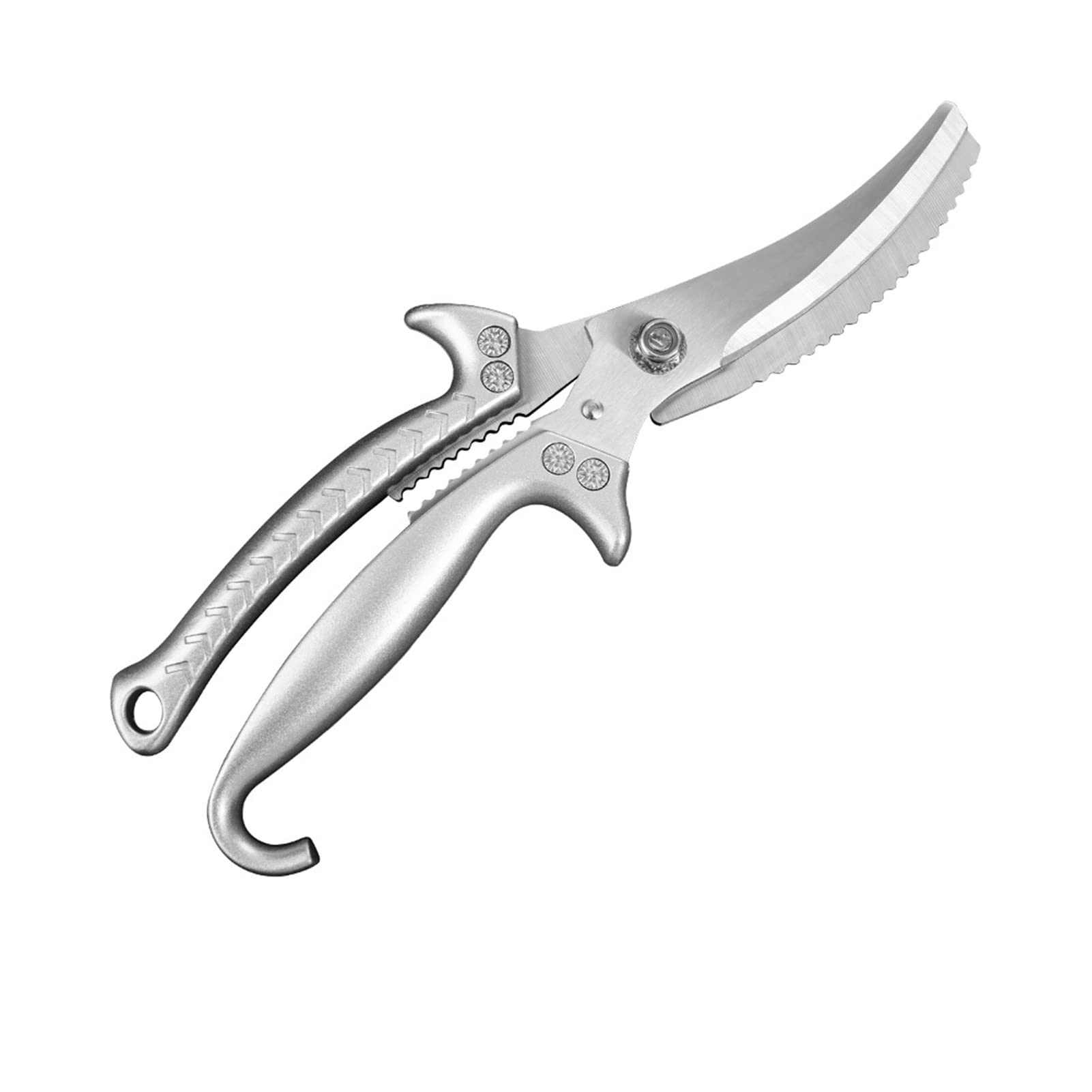 Tijeras de cocina Tijeras de cocina profesionales Tijeras de hueso de pollo de hoja gruesa con bloqueo de seguridad (Plata)