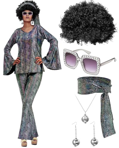 Jexine 70s Disco Costume Set for Women