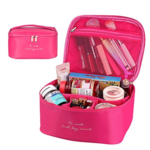 Cosmetic Bags Makeup Case Travel Toiletry Storage Organizer for Women by H&L (Rose)