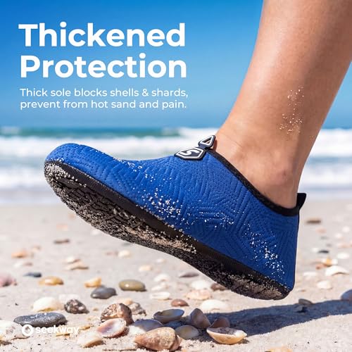 Image of SEEKWAY Water Shoes Quick-Dry Aqua Socks Barefoot Slip-on for Beach Pool Swim River Yoga Lake Surf Women Men Black SK001
