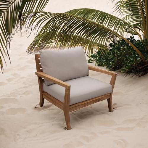 Image of Tommy Bahama Sunbrella Fabric 1-Piece Outdoor Knife Edge Deep Seat Lounge Chair Seat and Back Cushion Set, Bamboo Bay Sand