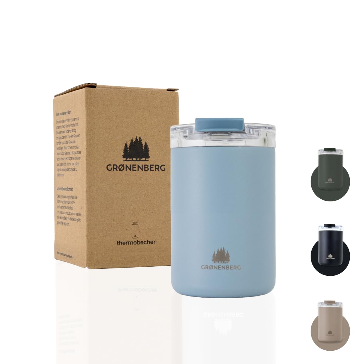Mug Isotherme Groenenberg 350 Ml - Anti-Fuite, Garde Au Chaud 4h, Acier Inox Recyclé (Couleur Earth)