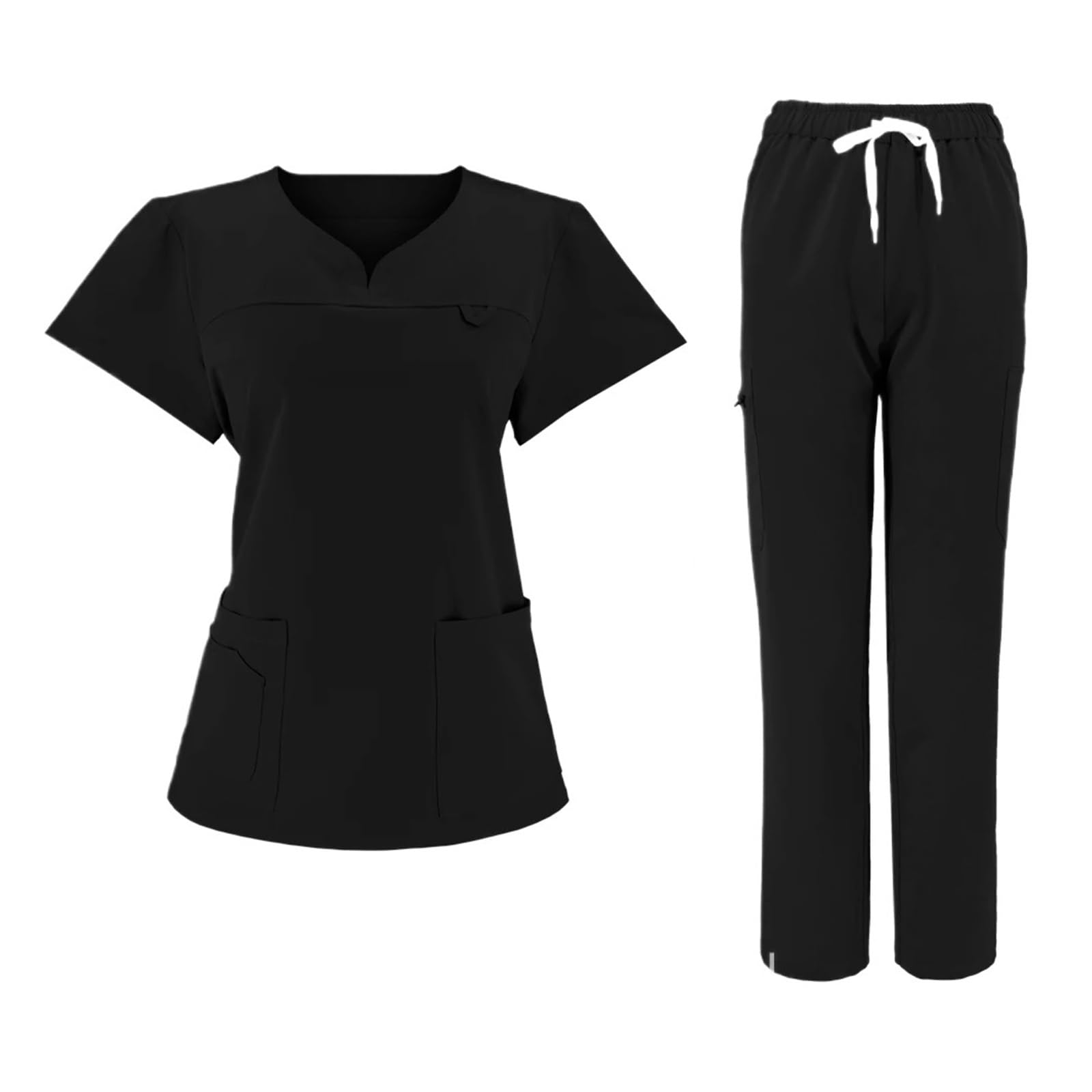 Uniformi e Camici Sanitari Set di Camici Aderenti Elastici for Sala operatoria, Uniformi for Infermiere, Completi da Donna in Tinta Unita(Gray,XXL)