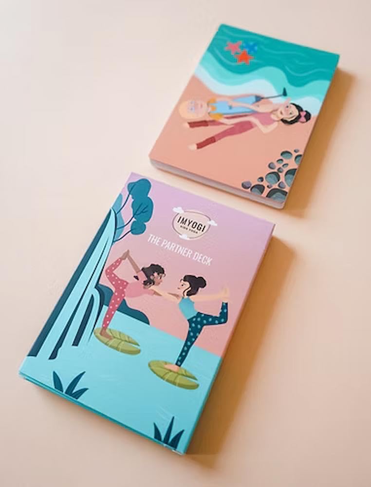 IMYOGI Partner Yoga Karten für Kinder, handillustriert, 30 Partner-Übungen, Meditation für Kinder, Kinderyoga, Kartenset, Yoga Anfänger, Selbstvertrauen, Yoga Kids, Yoga Cards, Geschenk, bunt