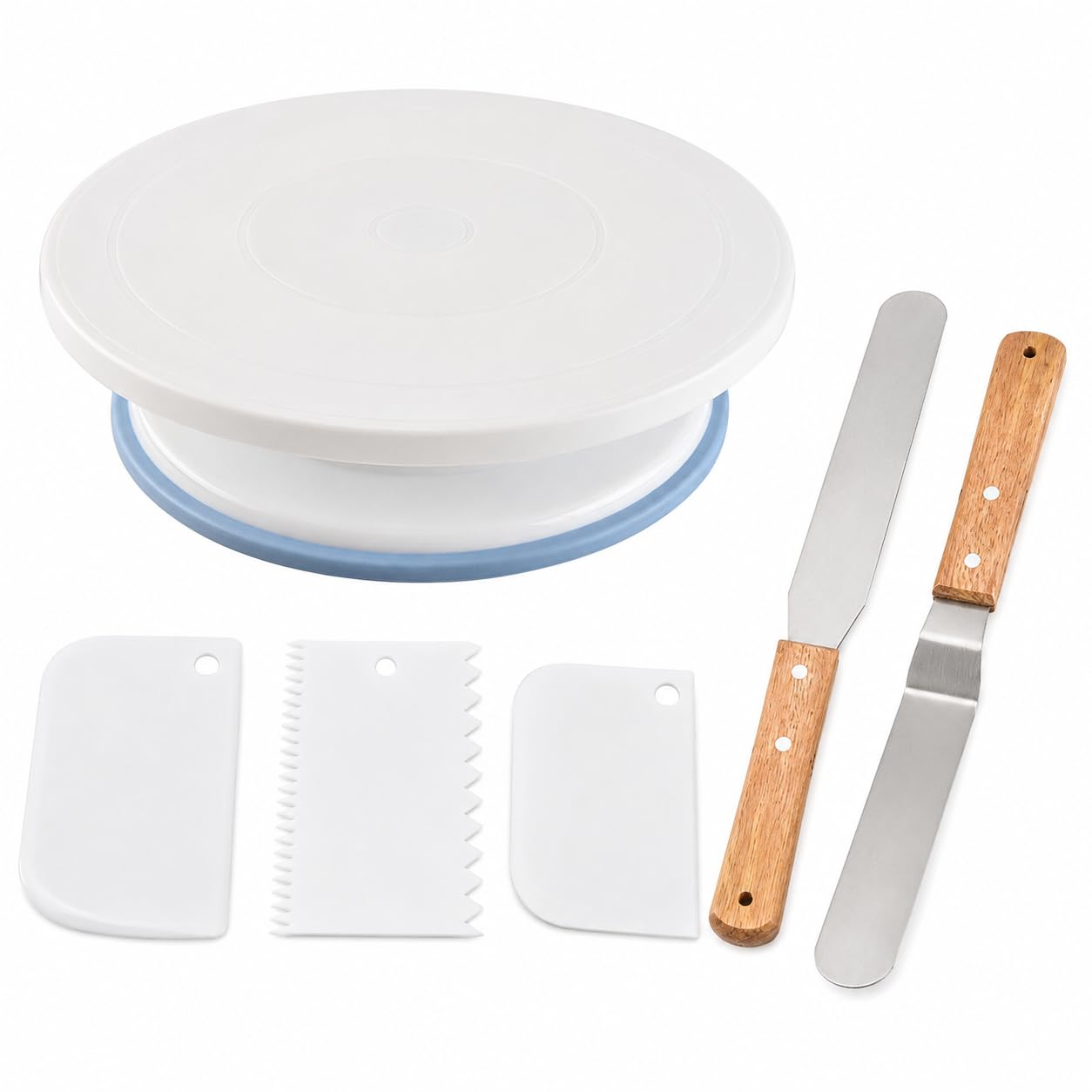 DDUP Cake Turntable Set, 28cm Rotating Cake Stand (White)