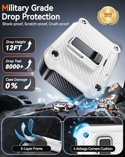 Image of Dual Safety Lock for AirPods Pro 3 Case 2025, Compatible with MagSafe - Designed with Automatic Switch and Phone Stand, Includes a Cleaner & Keychain - Rugged Tough Hard Shell